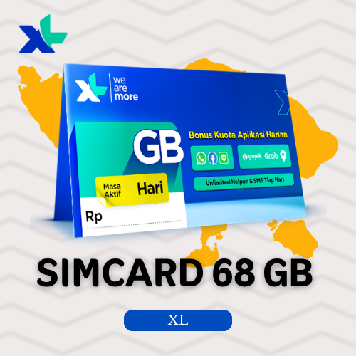 SIM card XL 13GB-68GB (IMEI 90 day) Free Delivery to Hotel